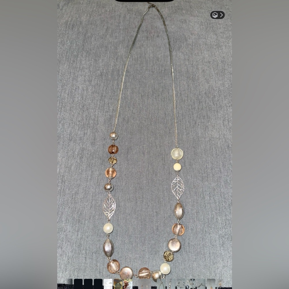 Elegant Silver and Brown Beaded Necklace